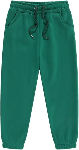 Kids Boys Girls Cotton Sweatpants Plain Pull On Joggers Drawstring ounge Pants for Tween Elastic Waist Jogger Pants