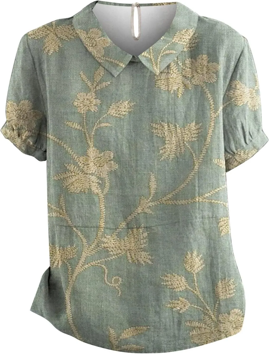 LCMTWX Casual V Neck Button Down Shirts for Women Linen Loose Large Size Thin Lapel Shirt Short Sleeved Blouse Women'S