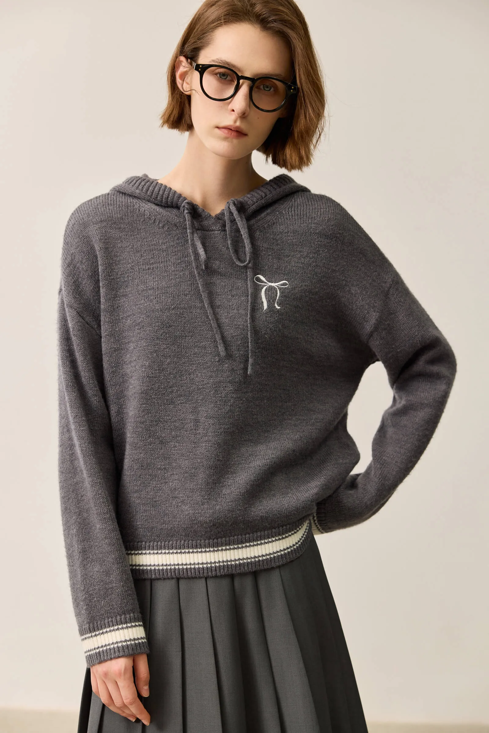 LILY Relaxed Hooded Knit Sweater