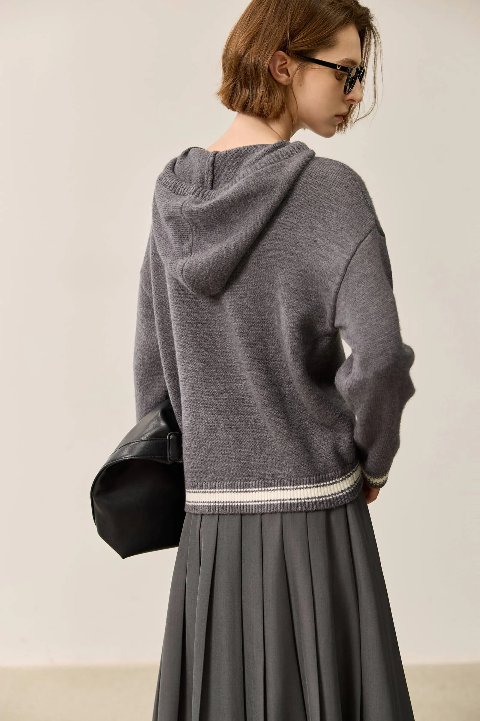 LILY Relaxed Hooded Knit Sweater