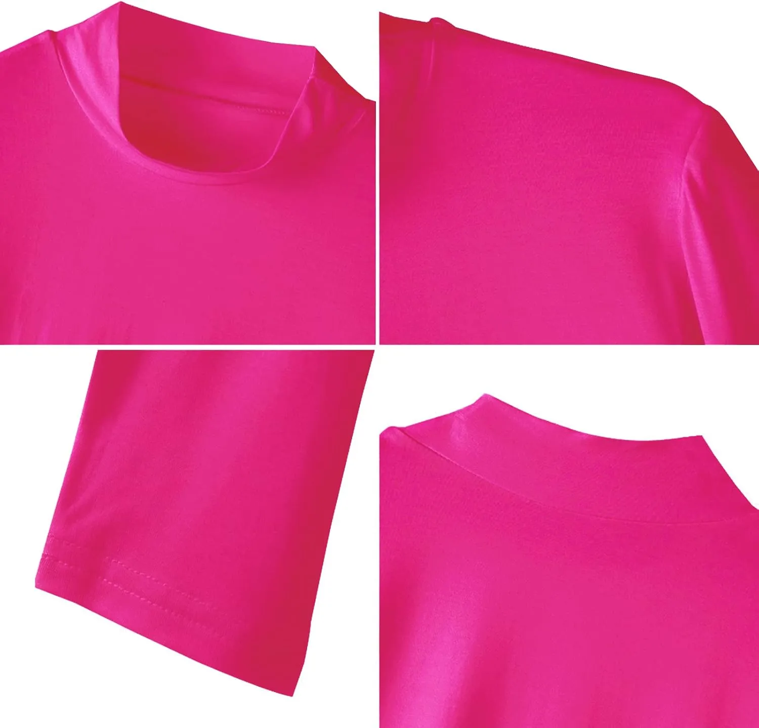 LONGBIDA Women's Long Sleeve Mock Neck Pure Soft Thin Sexy Stretch Crop TOP T Shirt