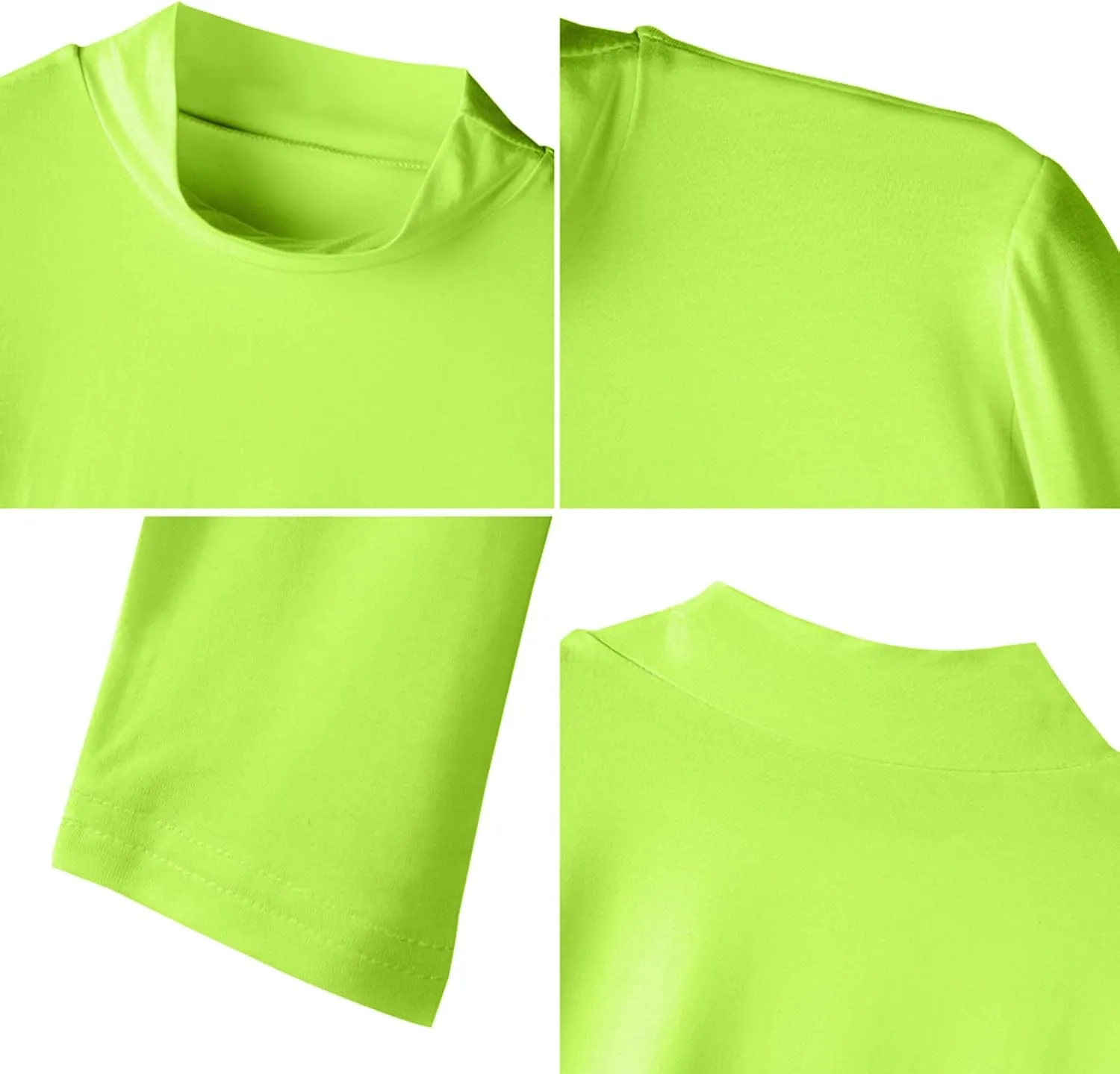 LONGBIDA Women's Long Sleeve Mock Neck Pure Soft Thin Sexy Stretch Crop TOP T Shirt