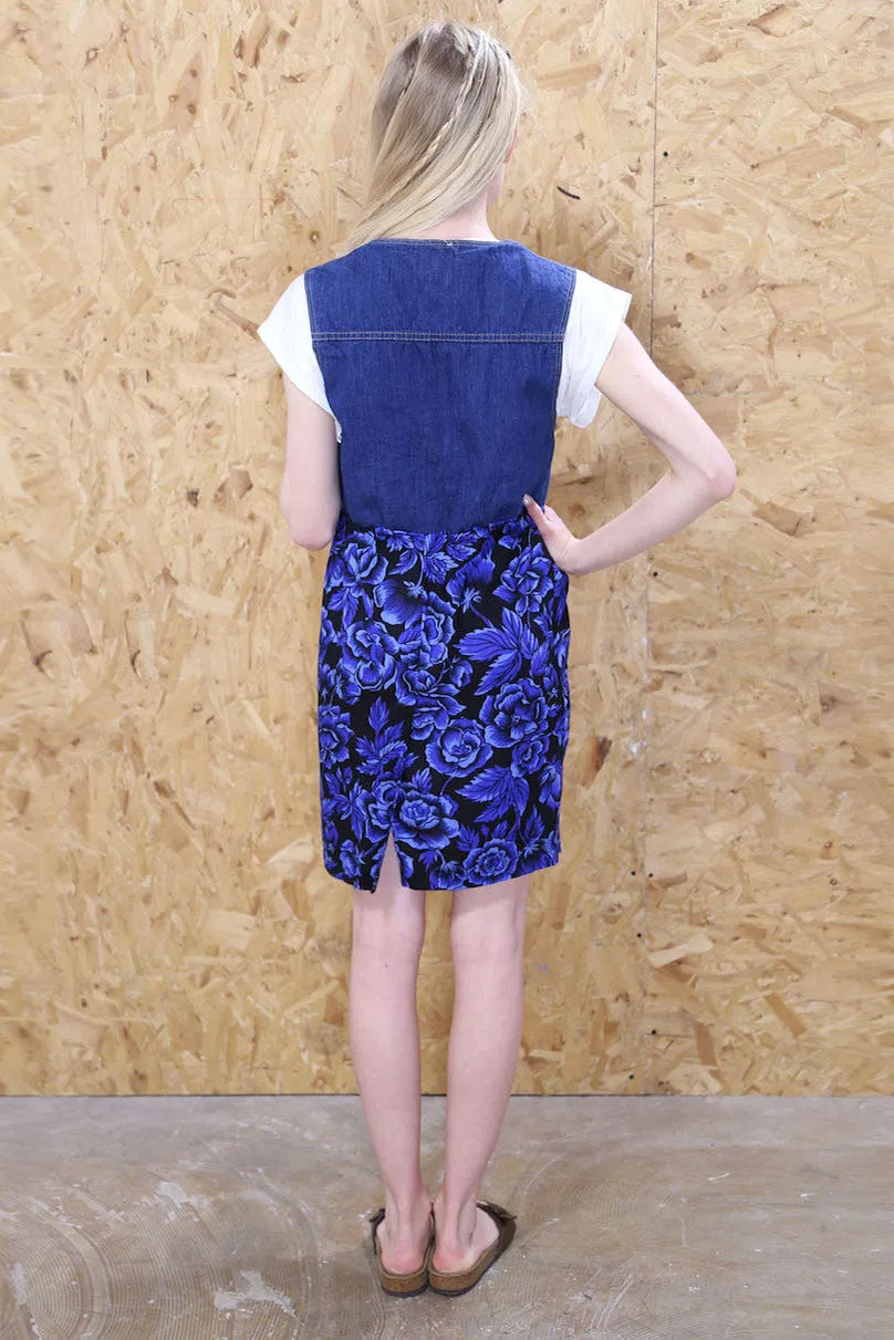 LOOT LABEL Contrast Denim Pinafore Dress