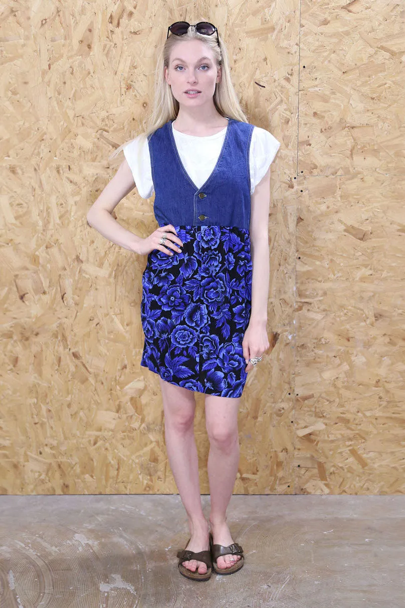 LOOT LABEL Contrast Denim Pinafore Dress