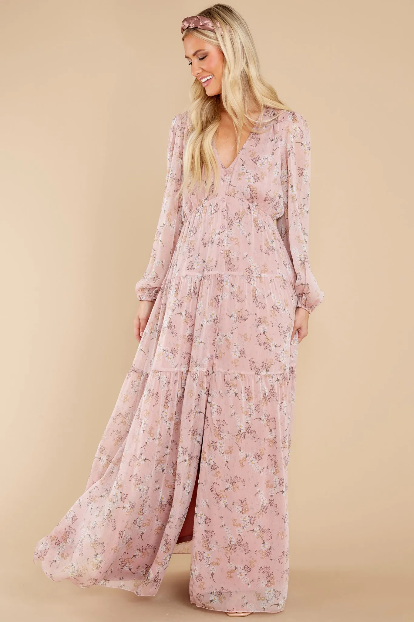 Love Symphony Mauve Pink Floral Print Dress