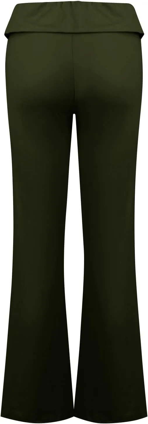 Low Rise Flare Leggings for Women Y2k Flared Fold Over Yoga Pants Bootcut Cotton Leggings Bell Bottom Yoga Sweatpants