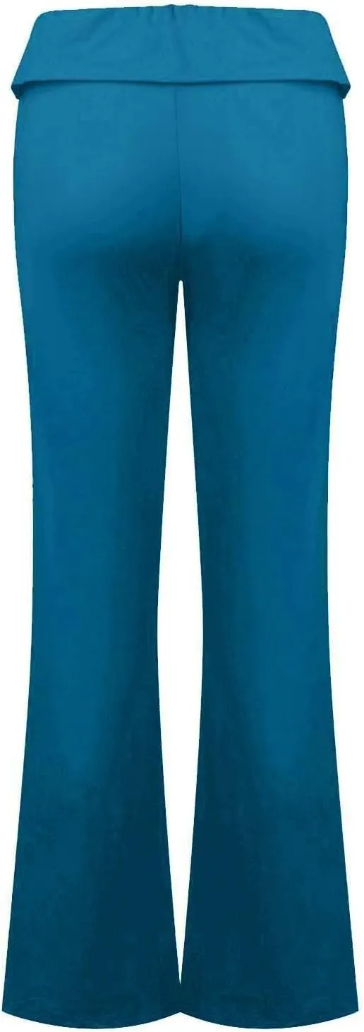 Low Rise Flare Leggings for Women Y2k Flared Fold Over Yoga Pants Bootcut Cotton Leggings Bell Bottom Yoga Sweatpants
