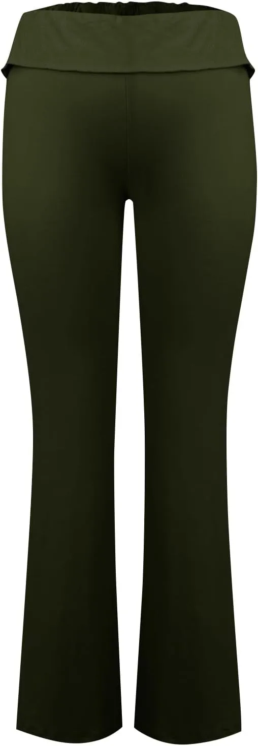 Low Rise Flare Leggings for Women Y2k Flared Fold Over Yoga Pants Bootcut Cotton Leggings Bell Bottom Yoga Sweatpants