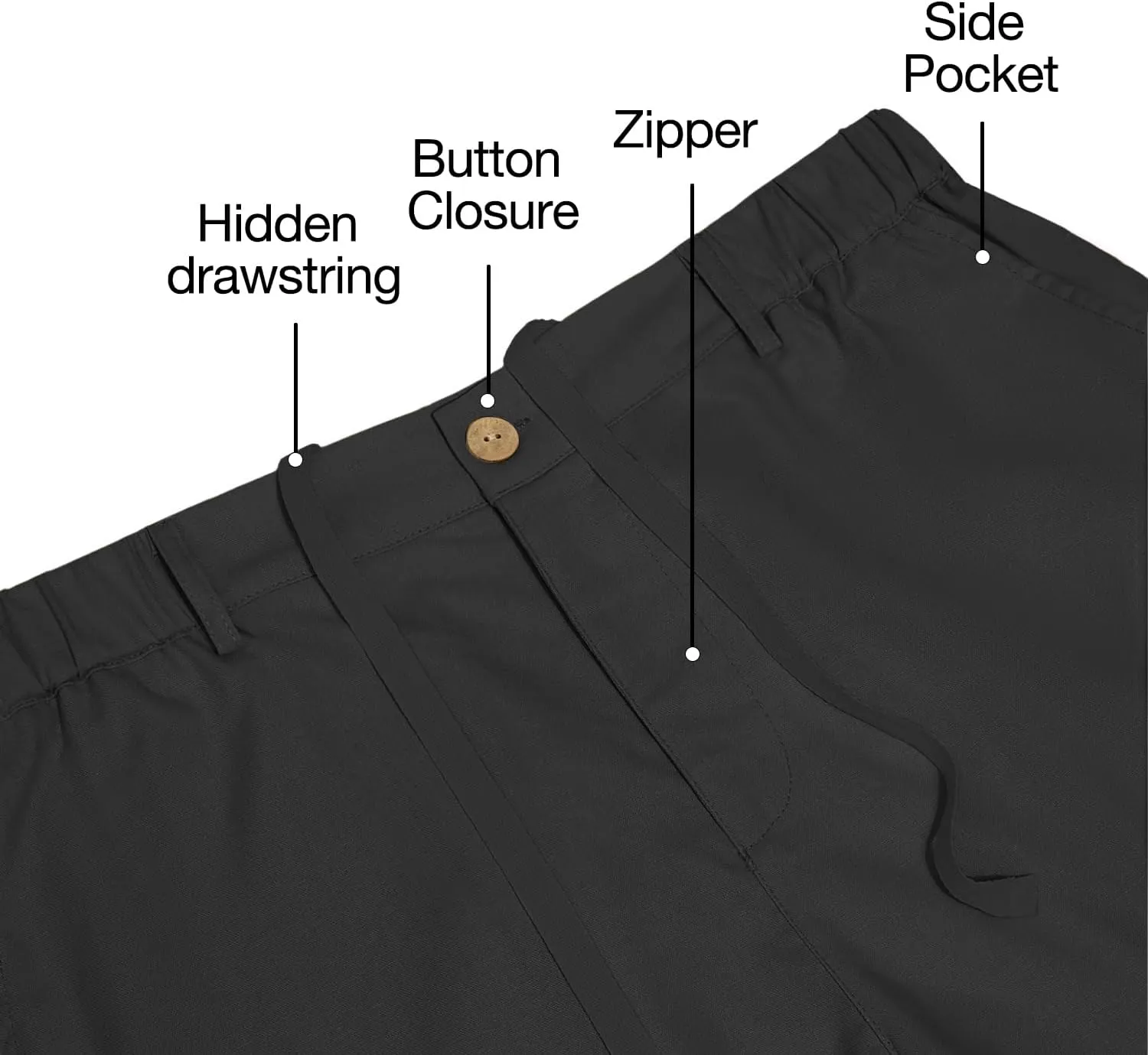 Men's Cotton Linen Shorts Casual Button Elastic Waist Summer Beach Vacation Shorts with Multi-Pocket