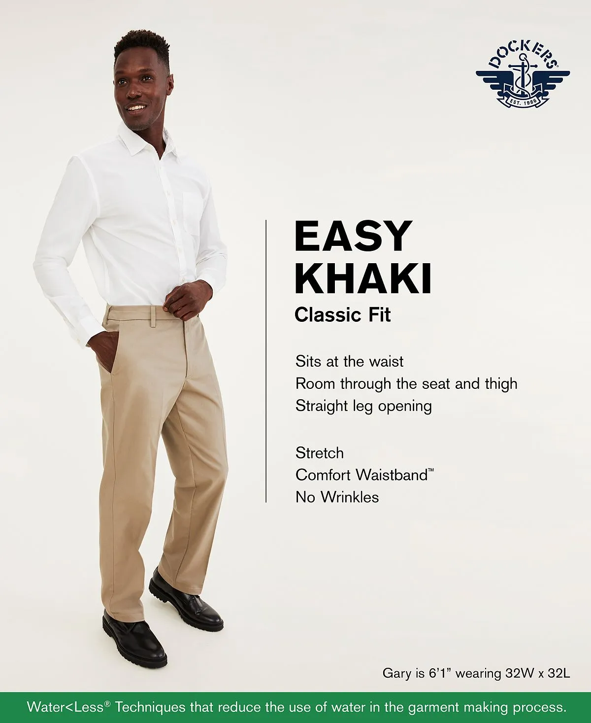 Men's easy classic fit khaki stretch Dockers trousers