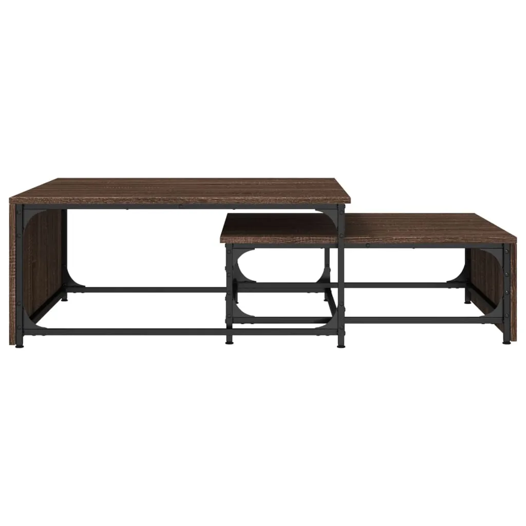 Nesting Coffee Tables 2 pcs Brown Oak Engineered Wood and Metal
