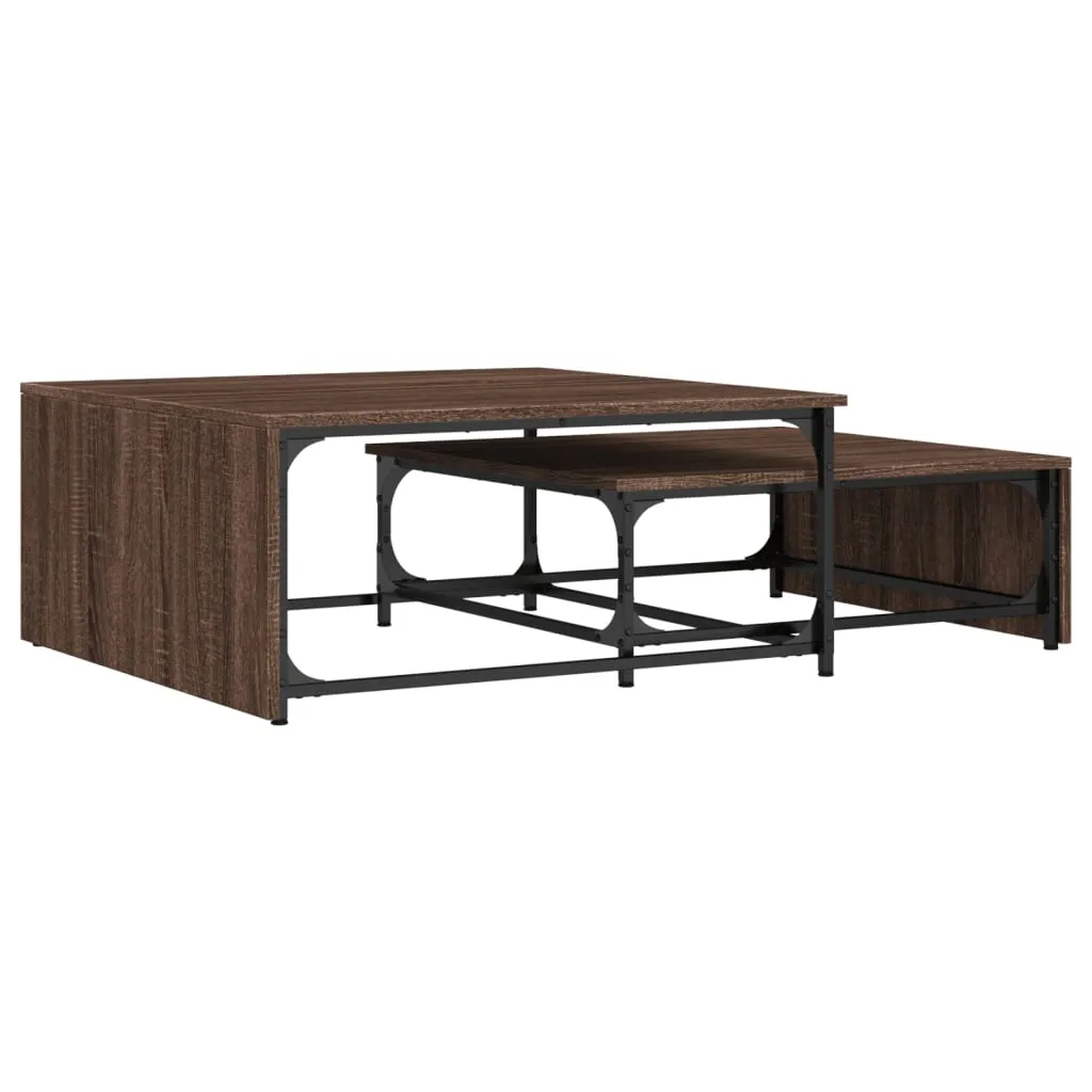 Nesting Coffee Tables 2 pcs Brown Oak Engineered Wood and Metal
