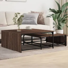 Nesting Coffee Tables 2 pcs Brown Oak Engineered Wood and Metal