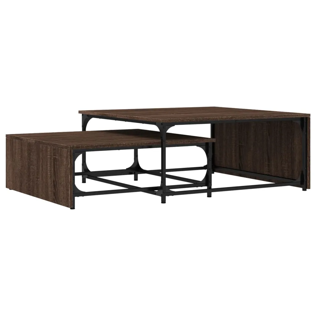 Nesting Coffee Tables 2 pcs Brown Oak Engineered Wood and Metal