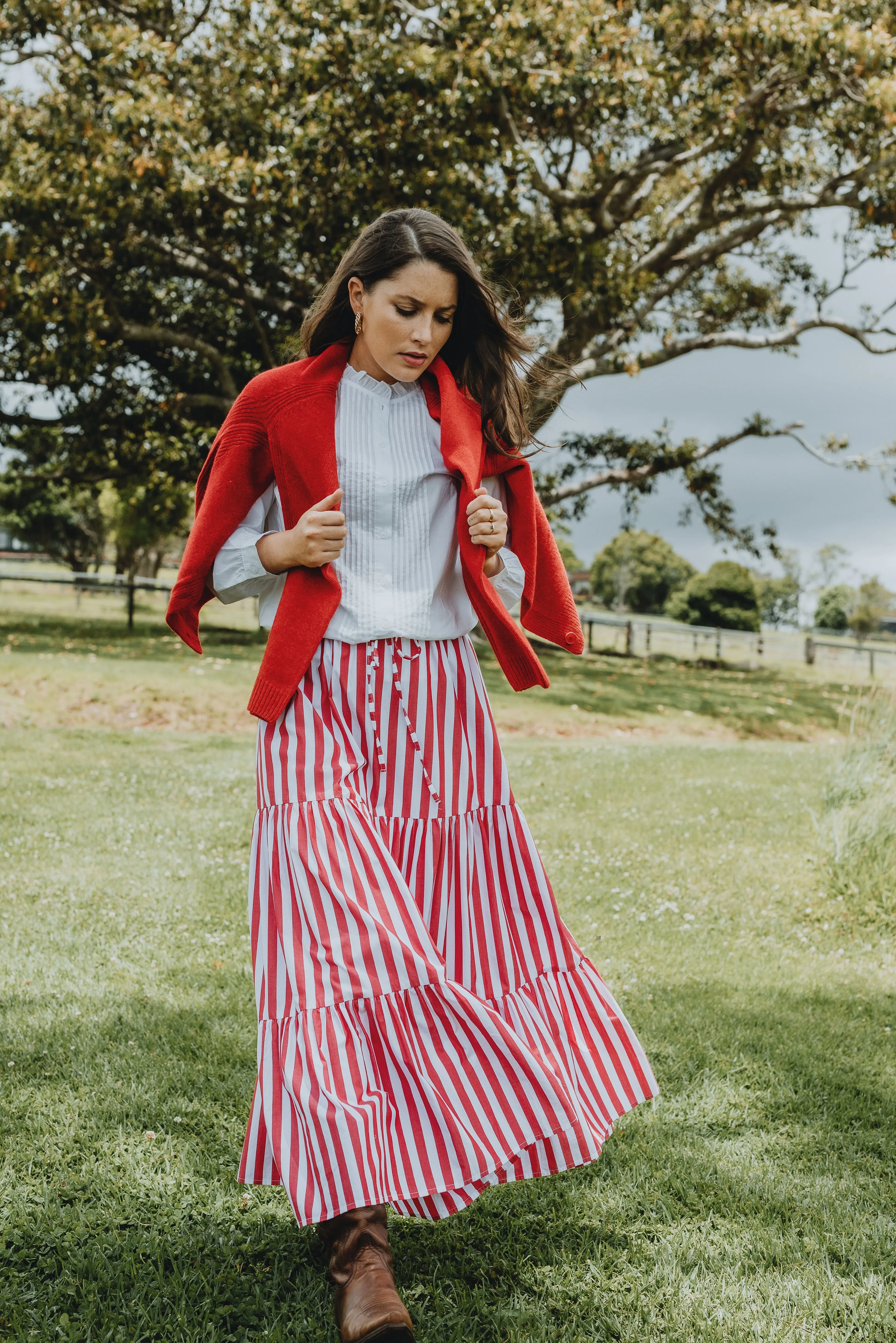 Olivia Skirt Red/White
