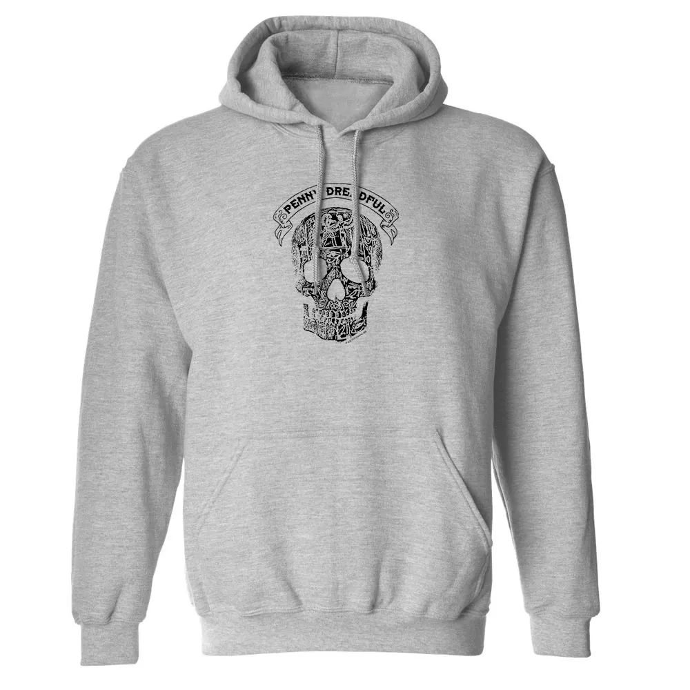 Penny Dreadful Line Art Skull Fleece Hooded Sweatshirt