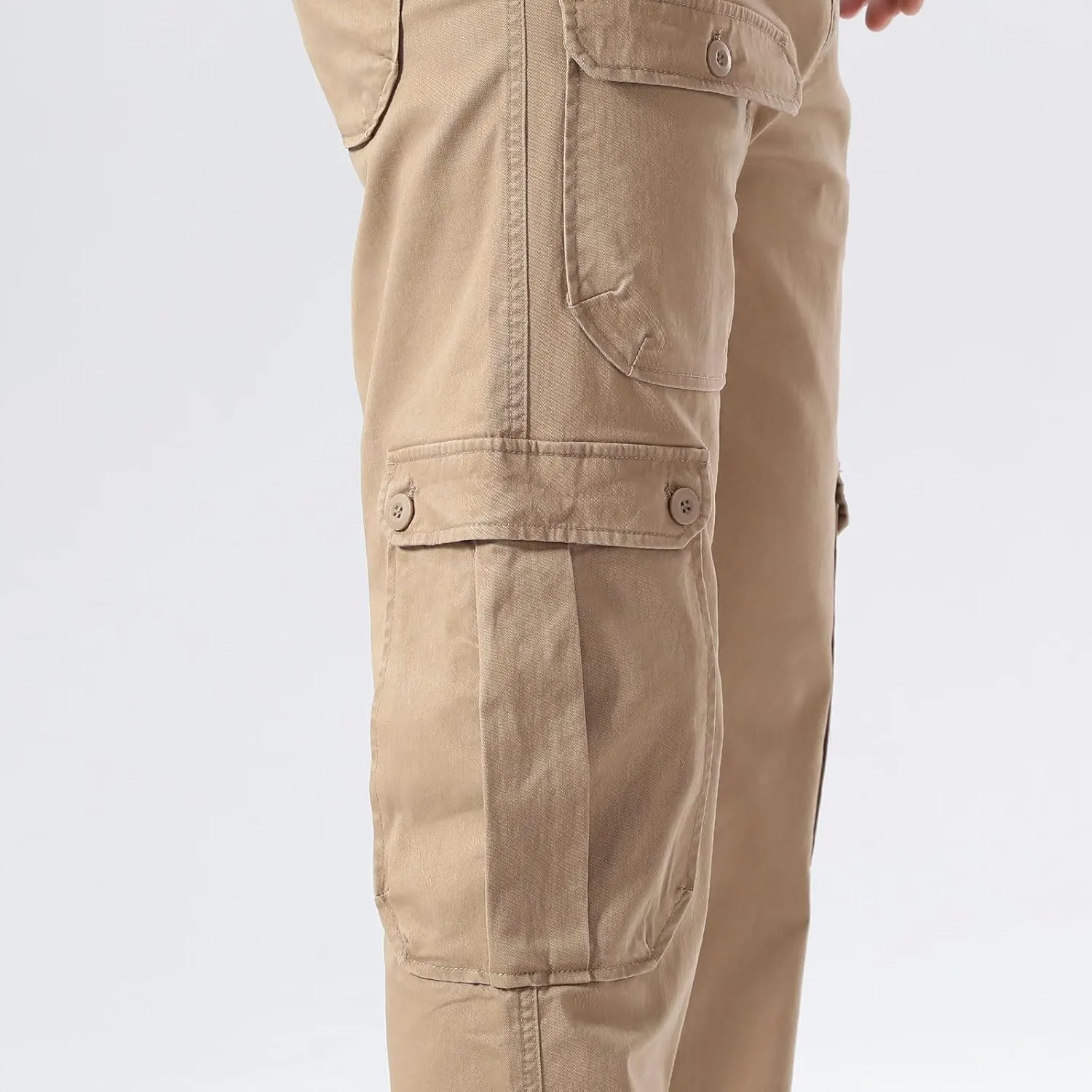 Plaid&Plain Men's Cargo Pants Relaxed Fit with Extra Front Pocket and Oversized Belt Loops LSC013
