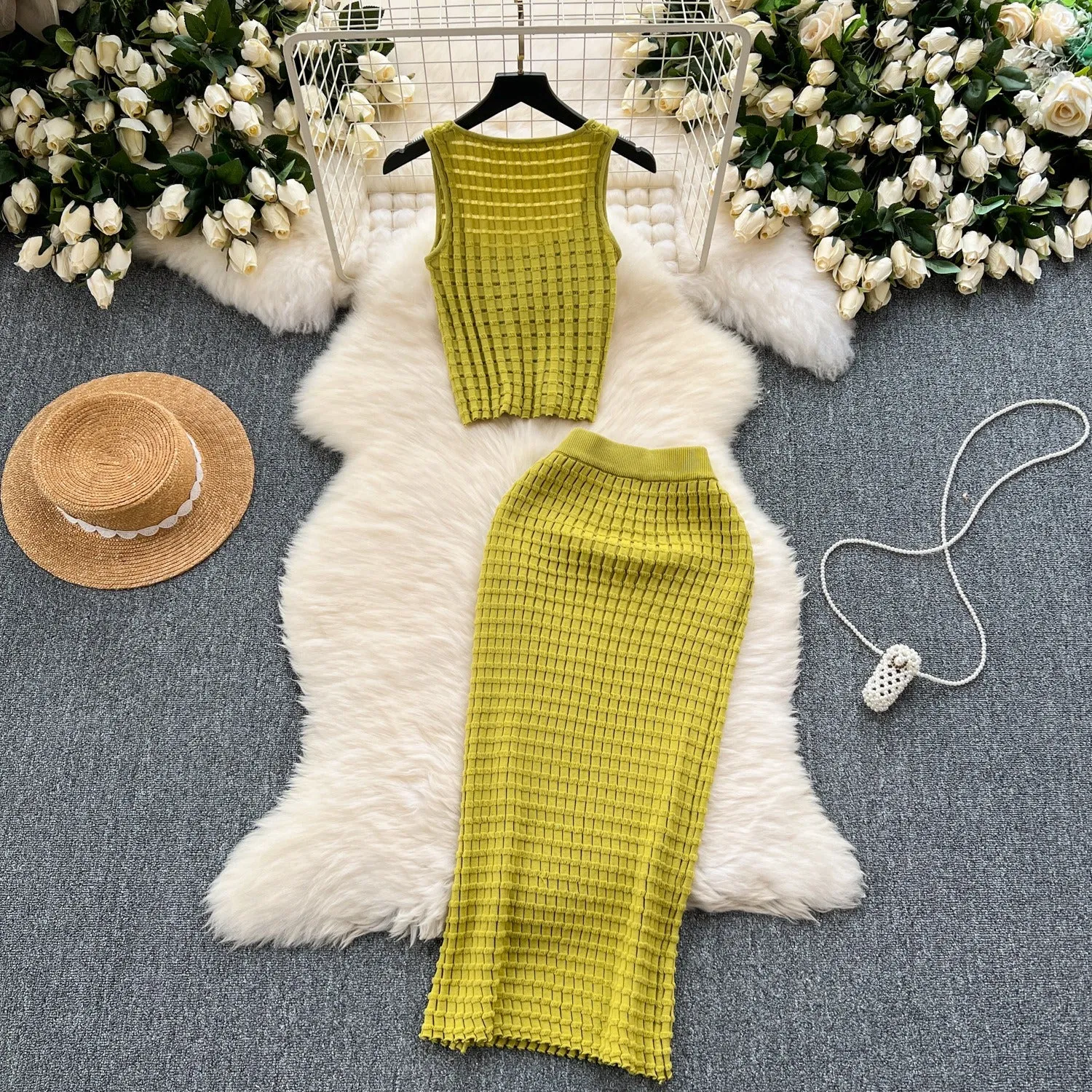 Pre Order:  Knitted Tank Top   Skirt