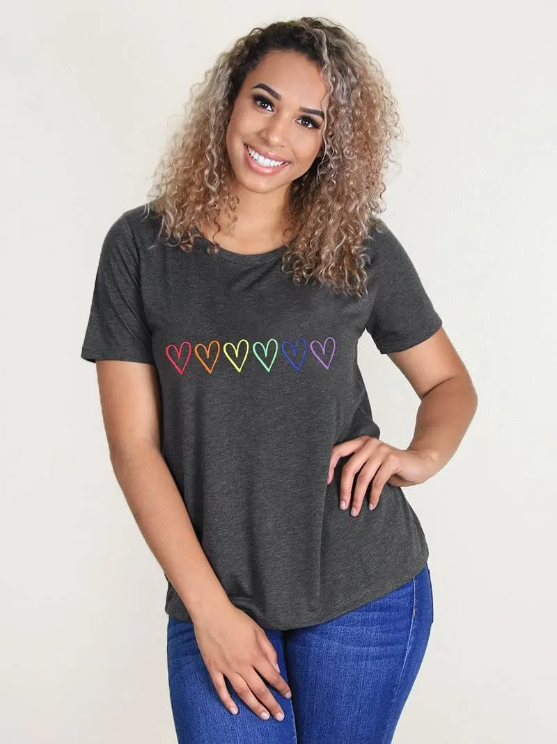 Pride Shirt Women LGBTQ Equality Shirts Rainbow Shirt Heart Graphic Tees Casual Summer Short Sleeve Tops