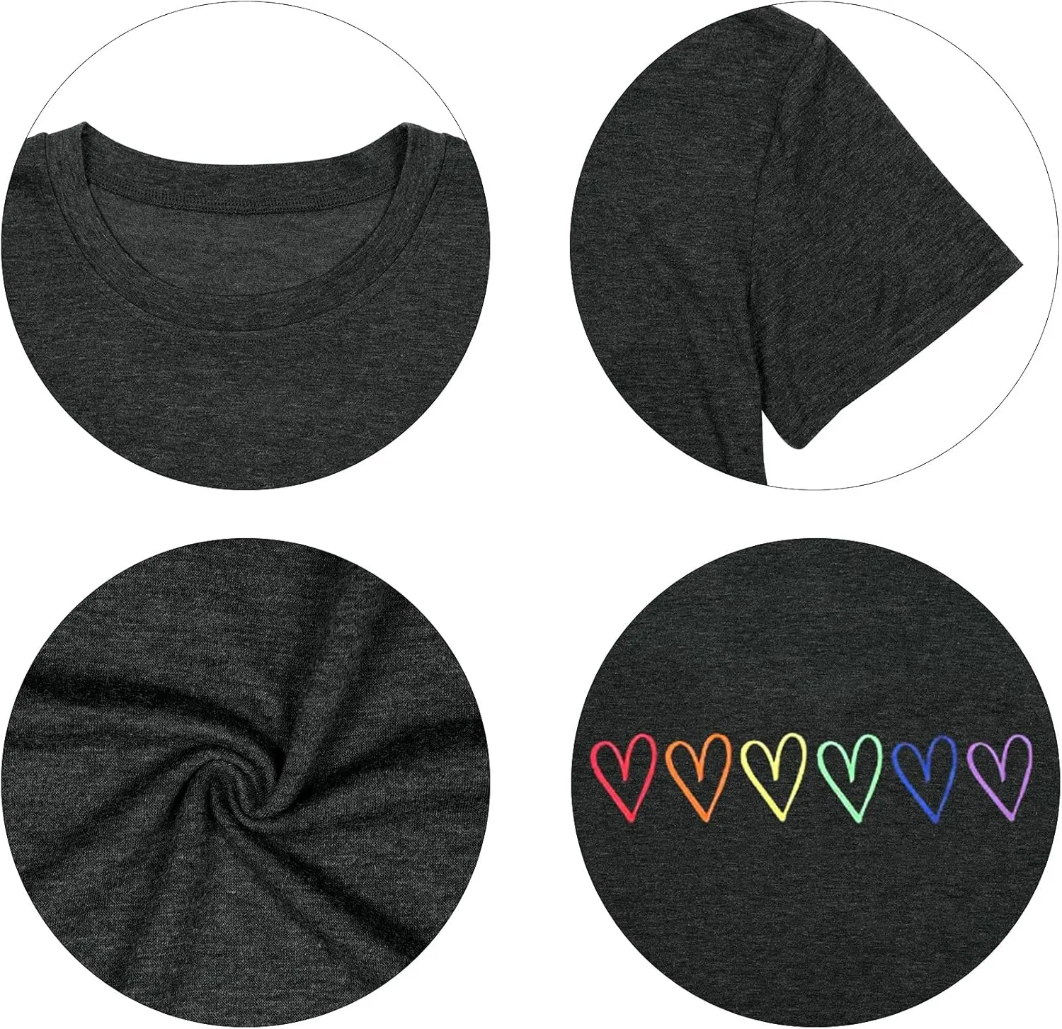 Pride Shirt Women LGBTQ Equality Shirts Rainbow Shirt Heart Graphic Tees Casual Summer Short Sleeve Tops