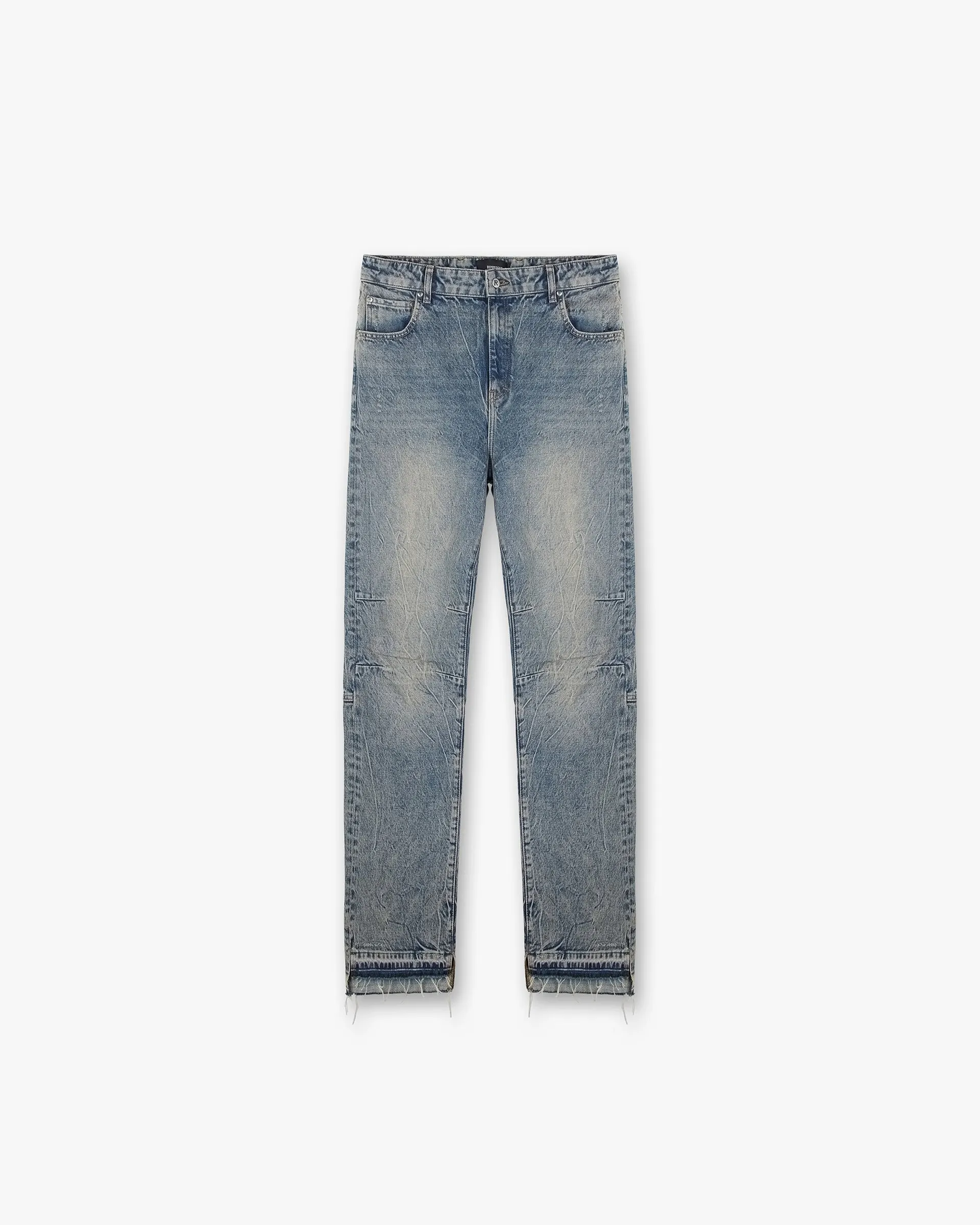 Mid Blue R2 Denim Jeans with Stepped Hem