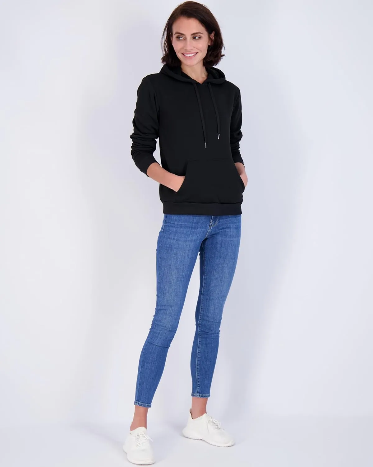 Real Essentials 3 Pack: Women's Fleece Long-Sleeve Pullover Hoodie Active Sweatshirt Kangaroo Pocket - (Available In Plus)
