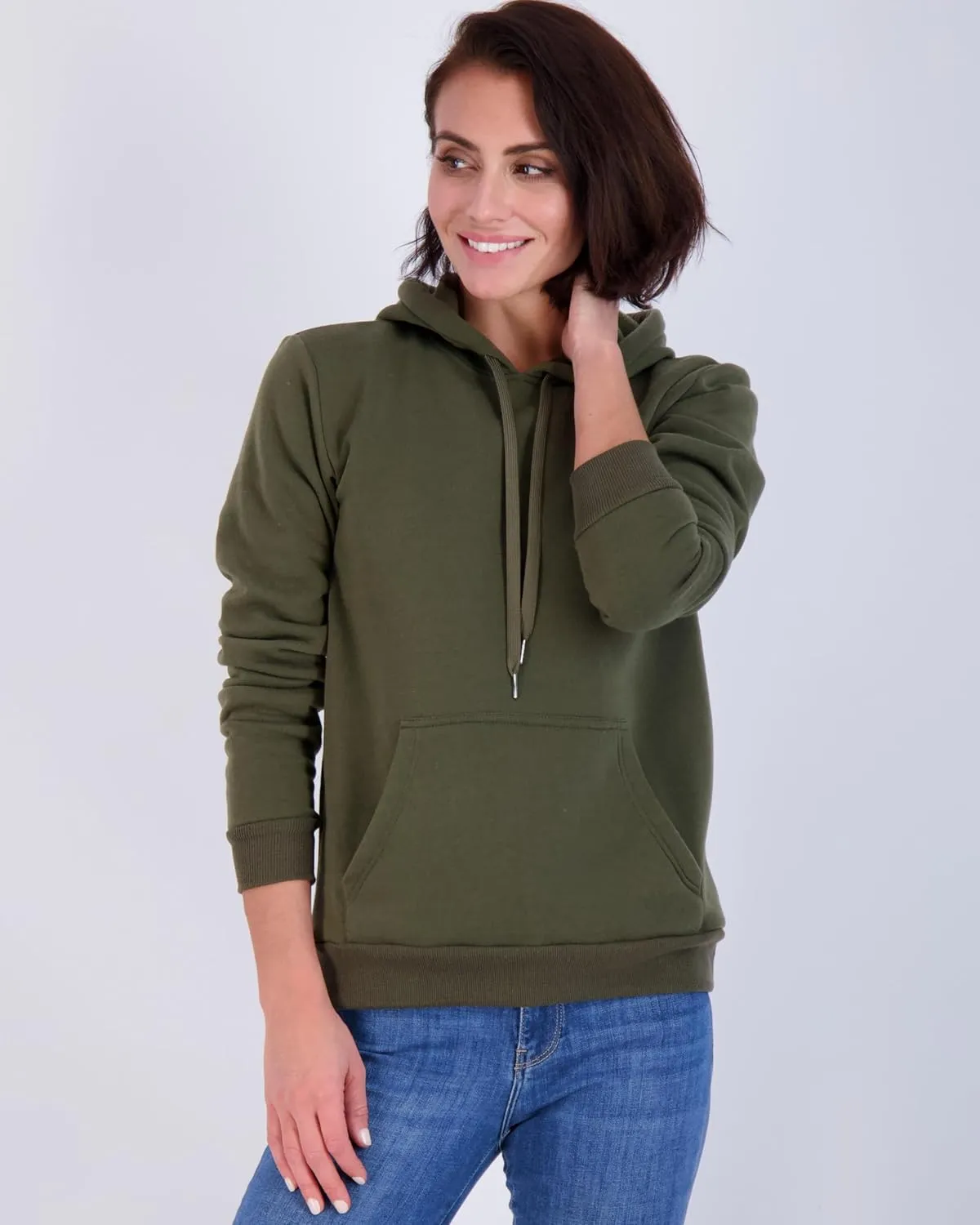 Real Essentials 3 Pack: Women's Fleece Long-Sleeve Pullover Hoodie Active Sweatshirt Kangaroo Pocket - (Available In Plus)