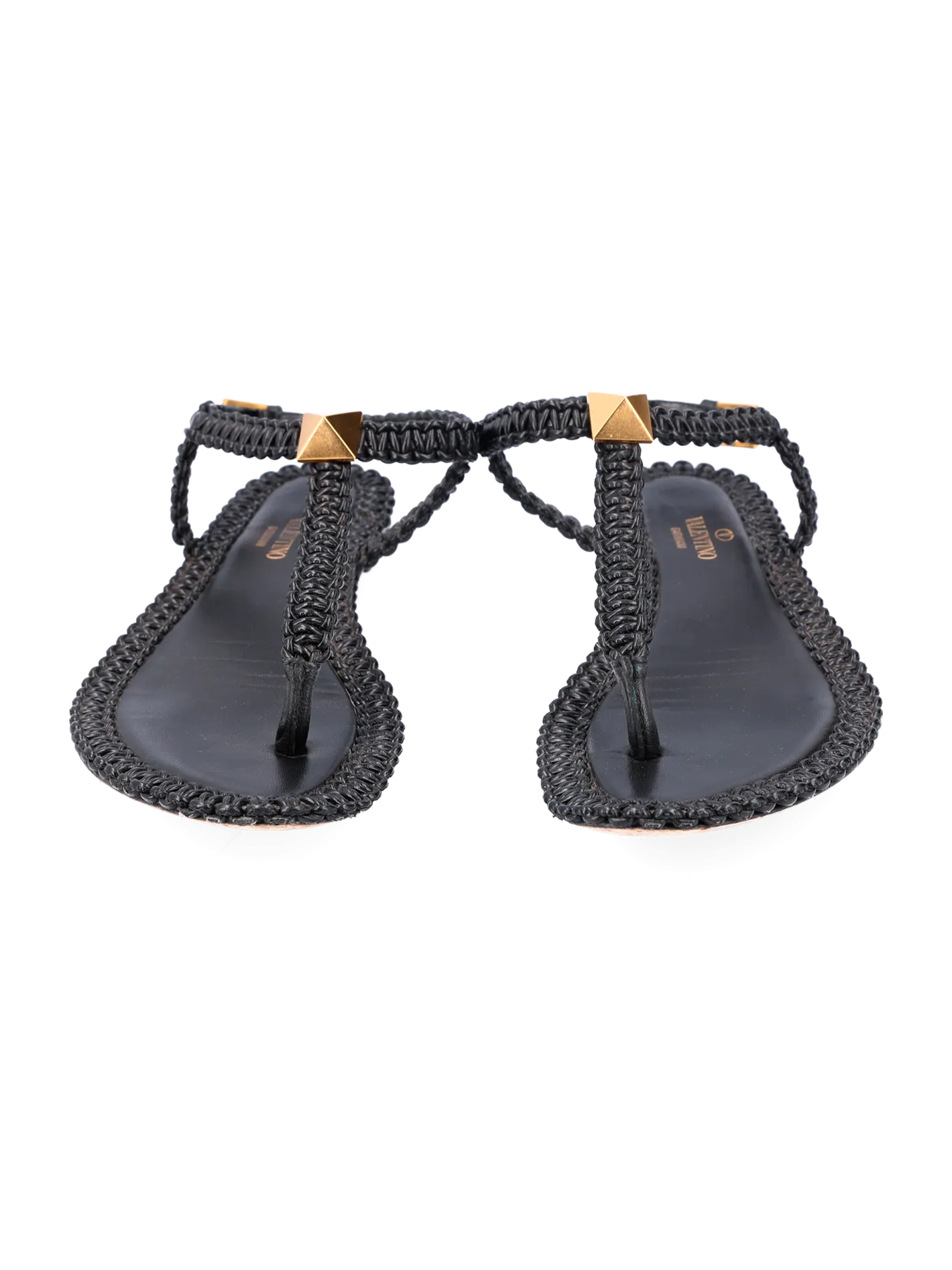 rockstud cobra-weave leather sandals
