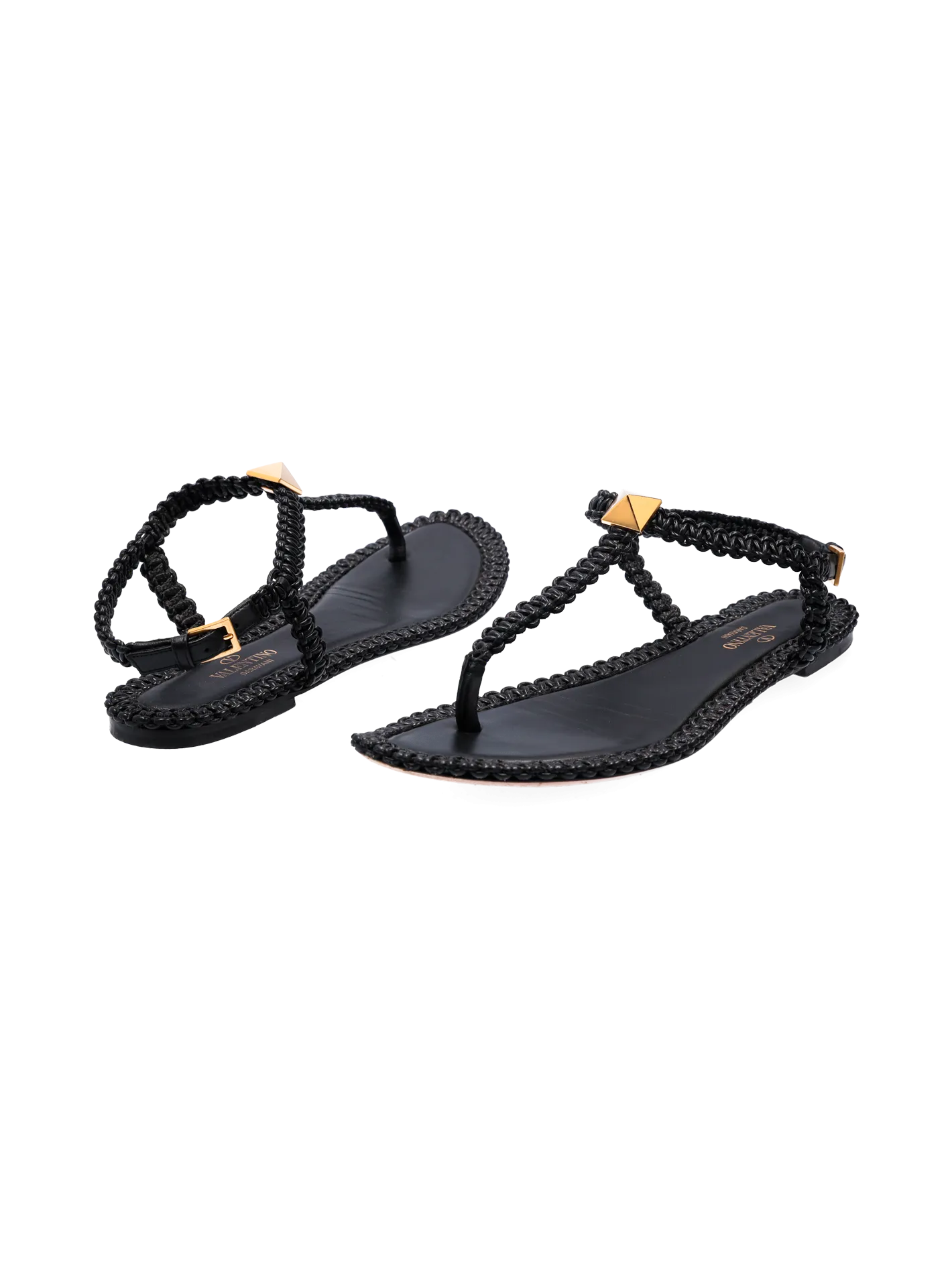 rockstud cobra-weave leather sandals