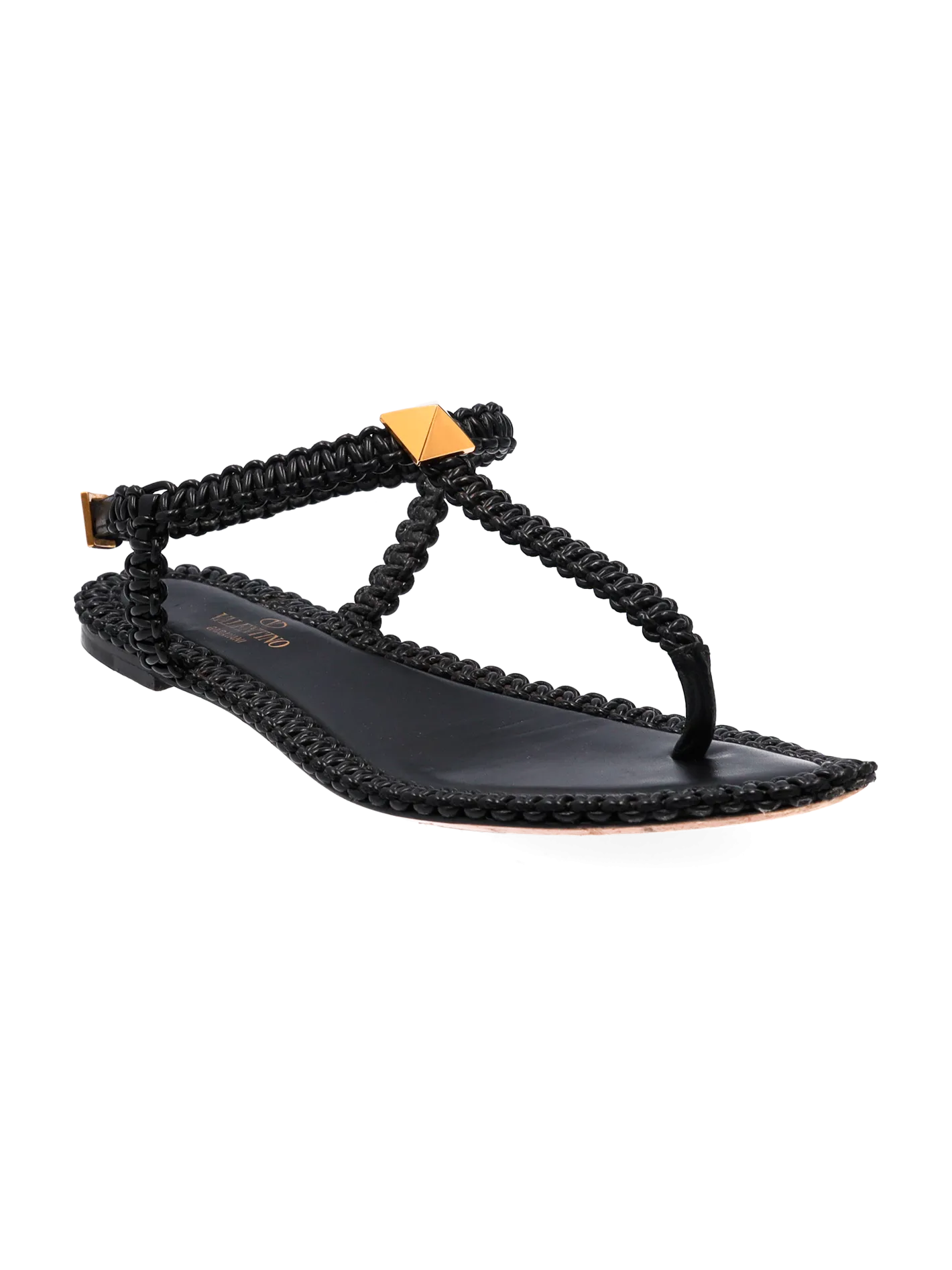 rockstud cobra-weave leather sandals