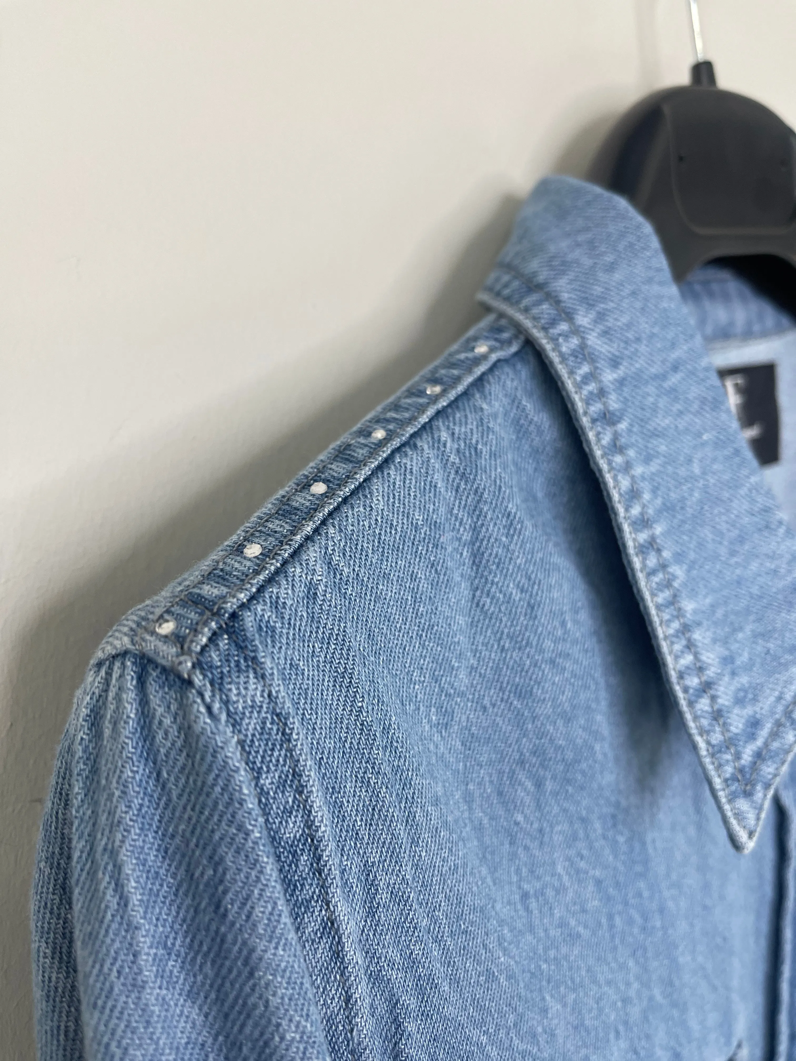 Shirt, Denim Shirred, Waterfall Pockets & Shoulder Line