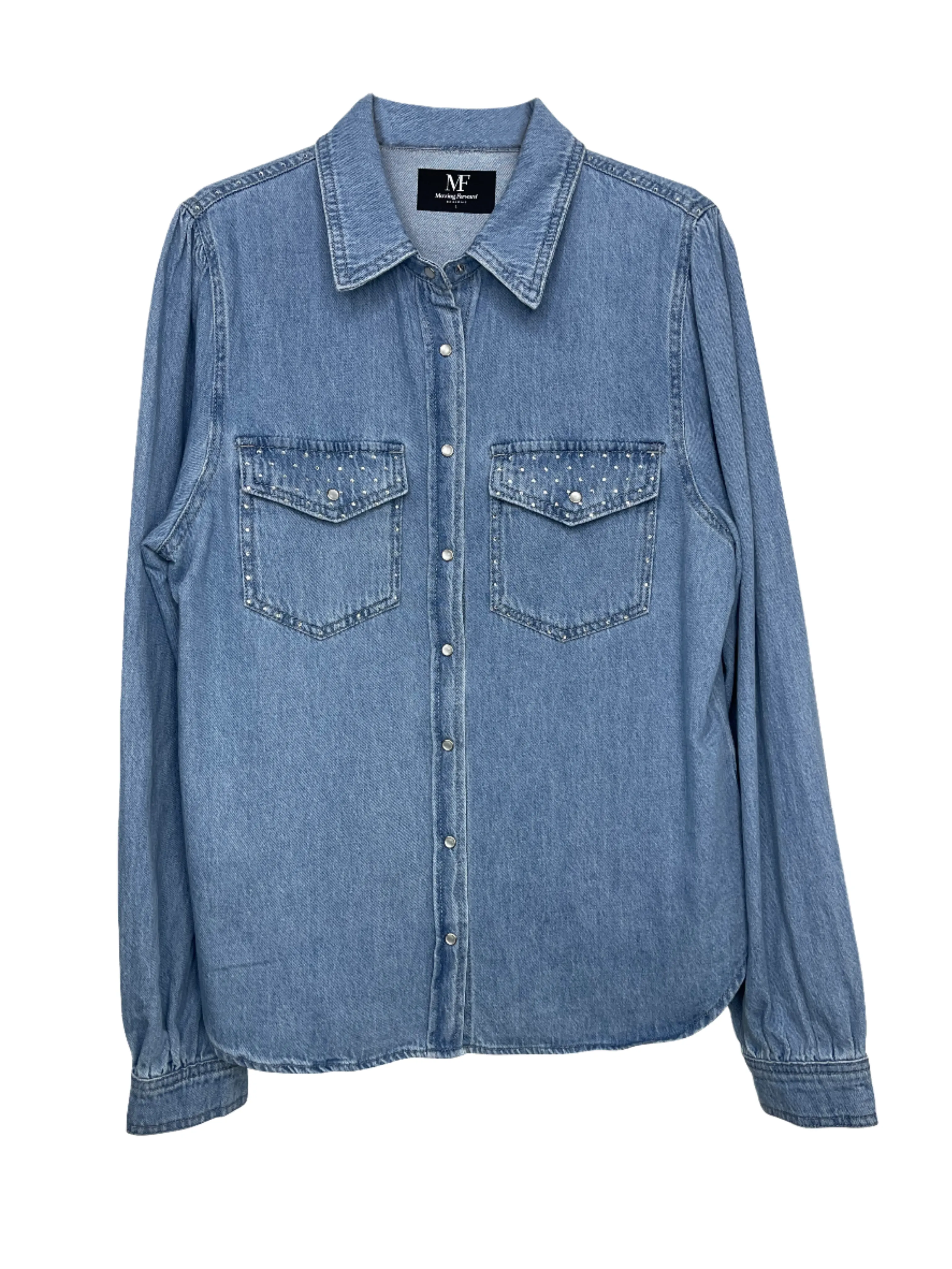 Shirt, Denim Shirred, Waterfall Pockets & Shoulder Line