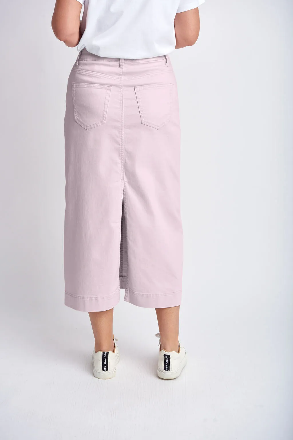 Straight Skirt With Back Split Pale Pink