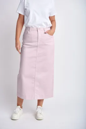 Straight Skirt With Back Split Pale Pink