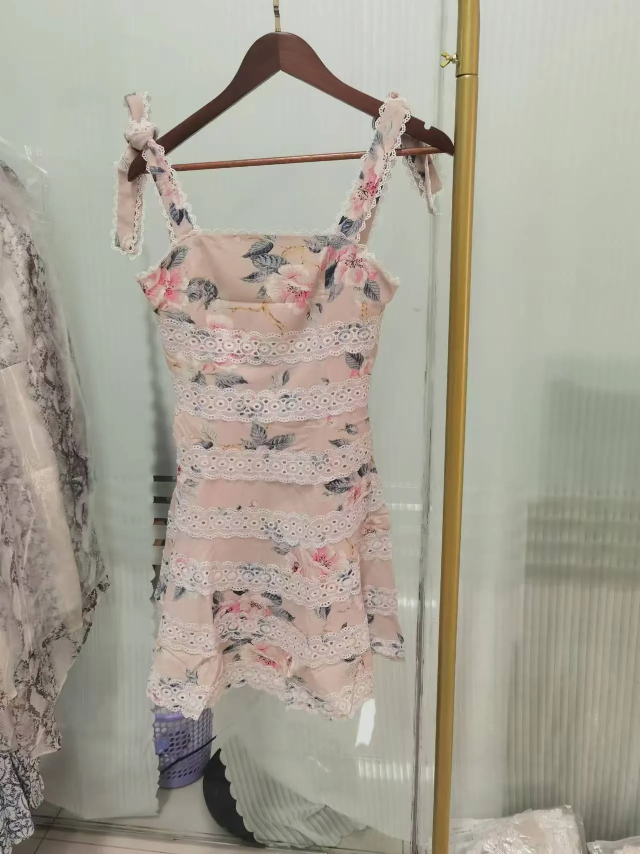 Tie-Shoulder Lace & Floral Dress