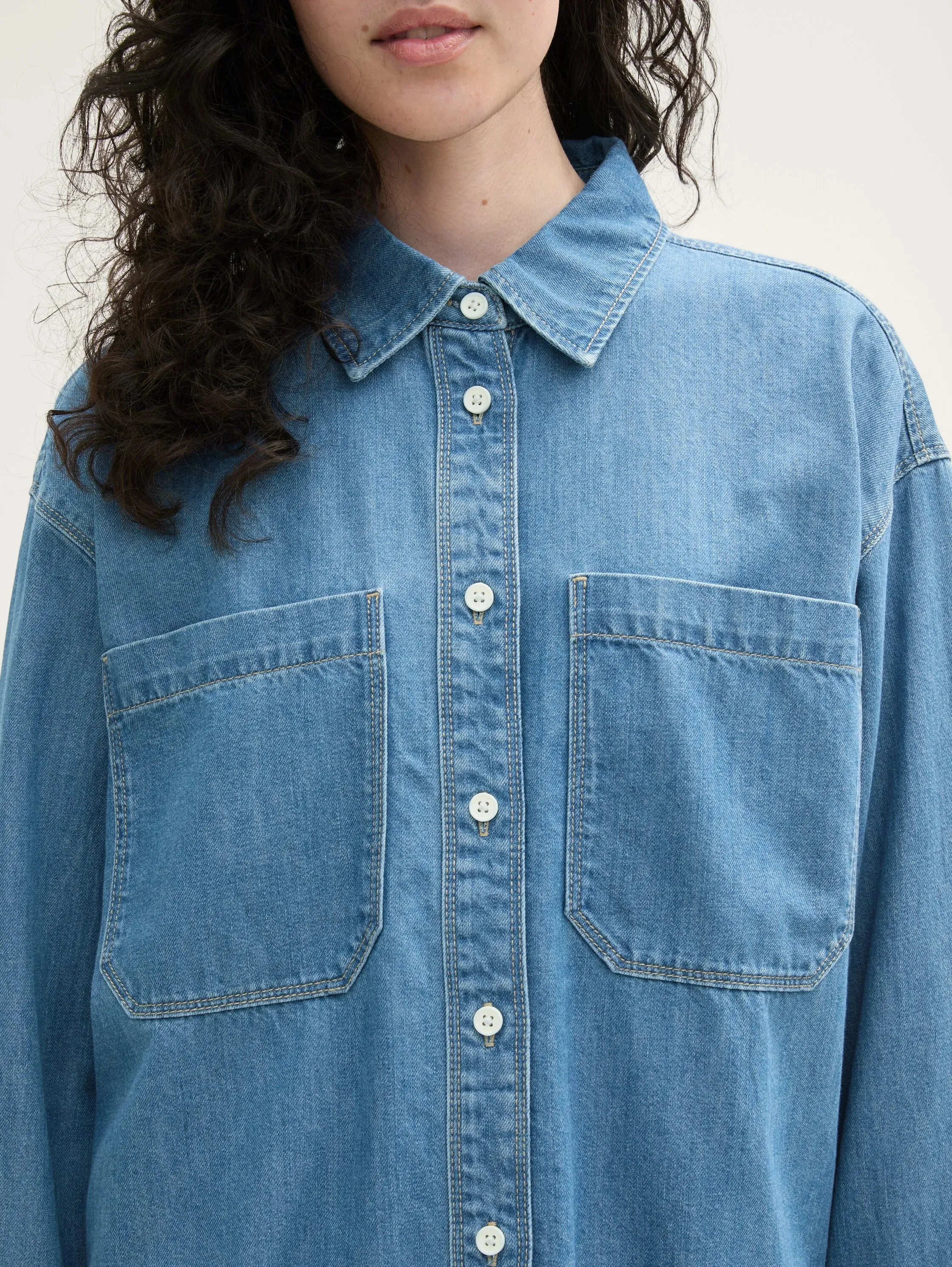 Tom Tailor Loose Blue Denim Shirt