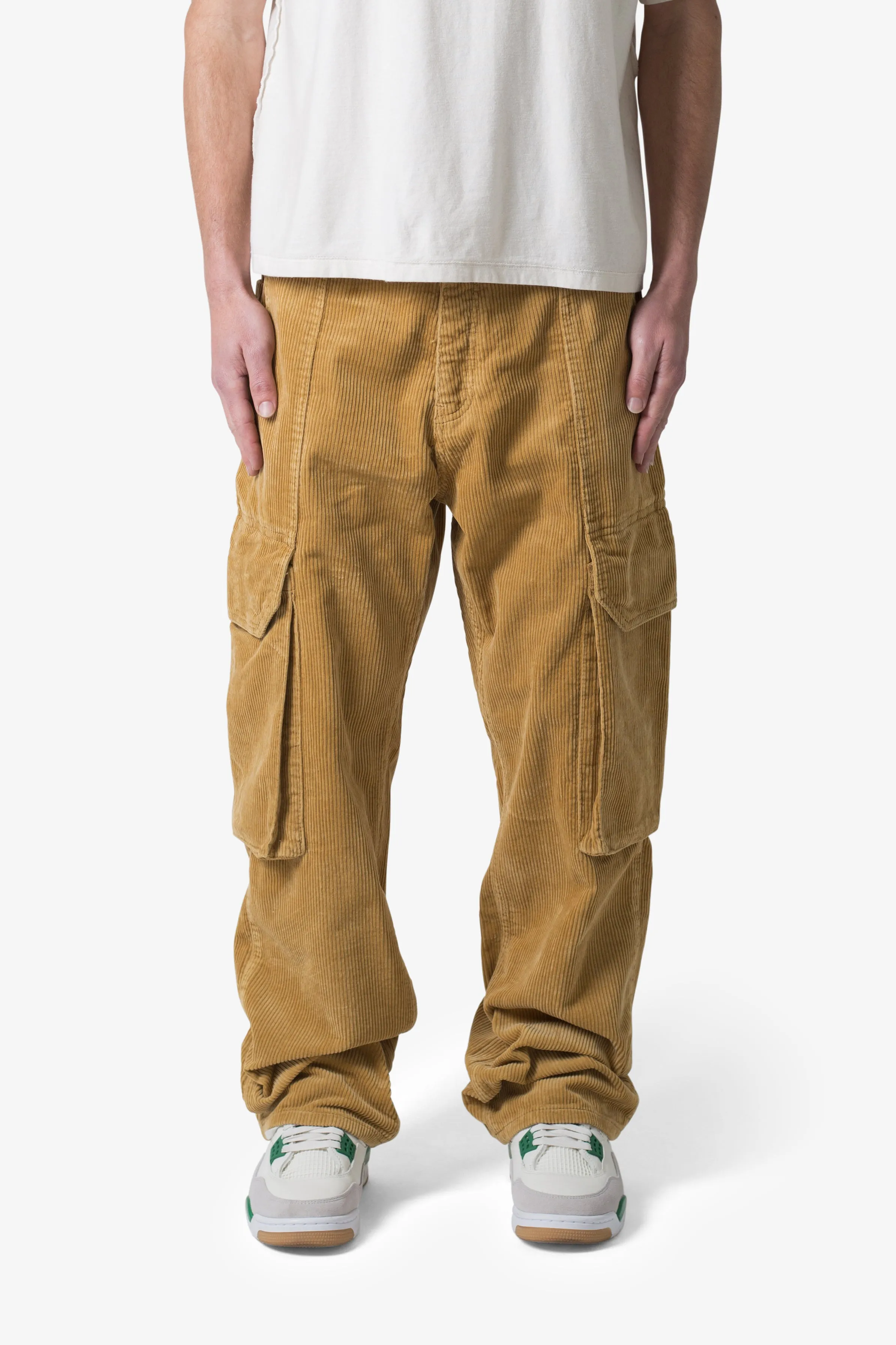 Mens Ultra Baggy Khaki Corduroy Cargo Pants