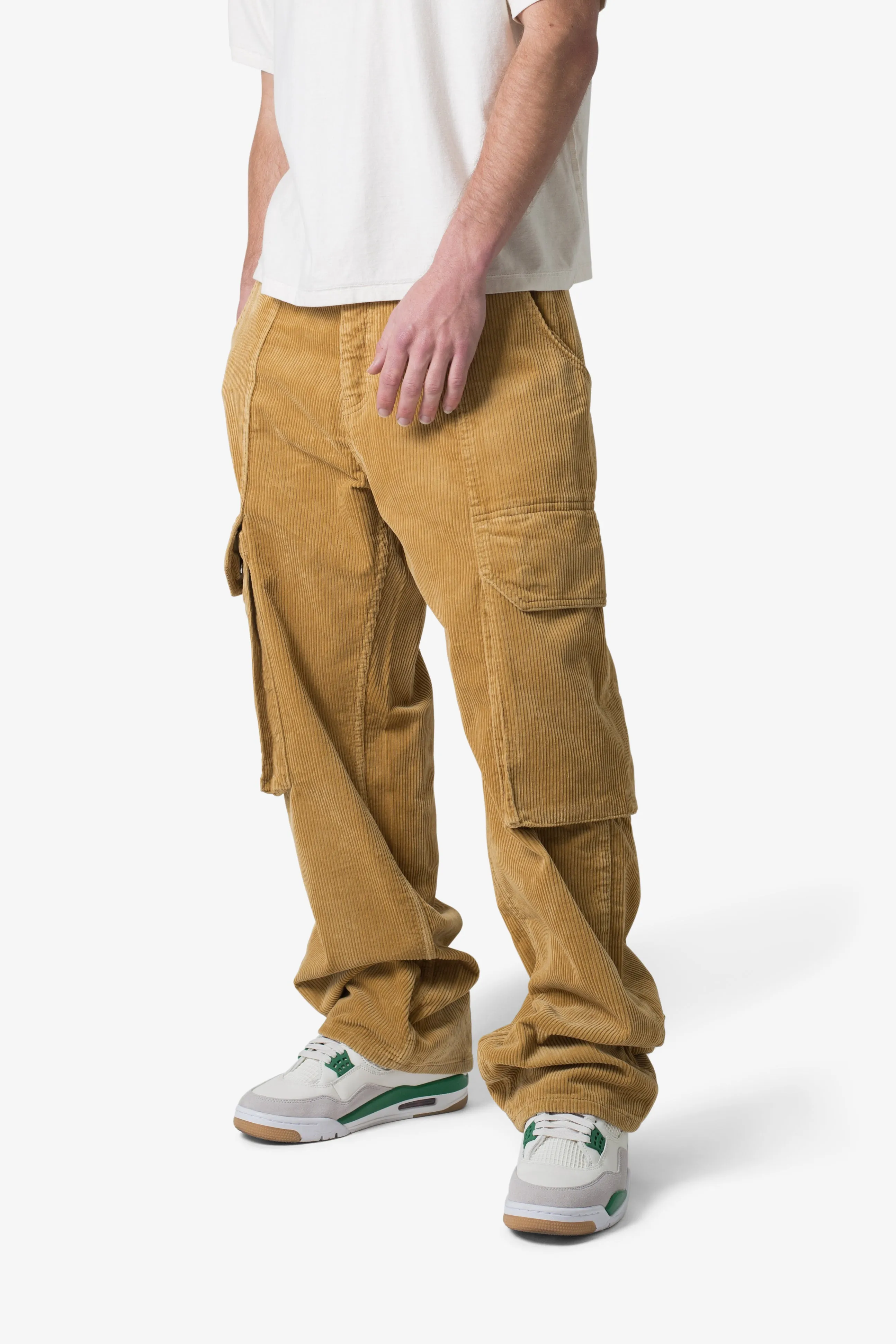 Mens Ultra Baggy Khaki Corduroy Cargo Pants