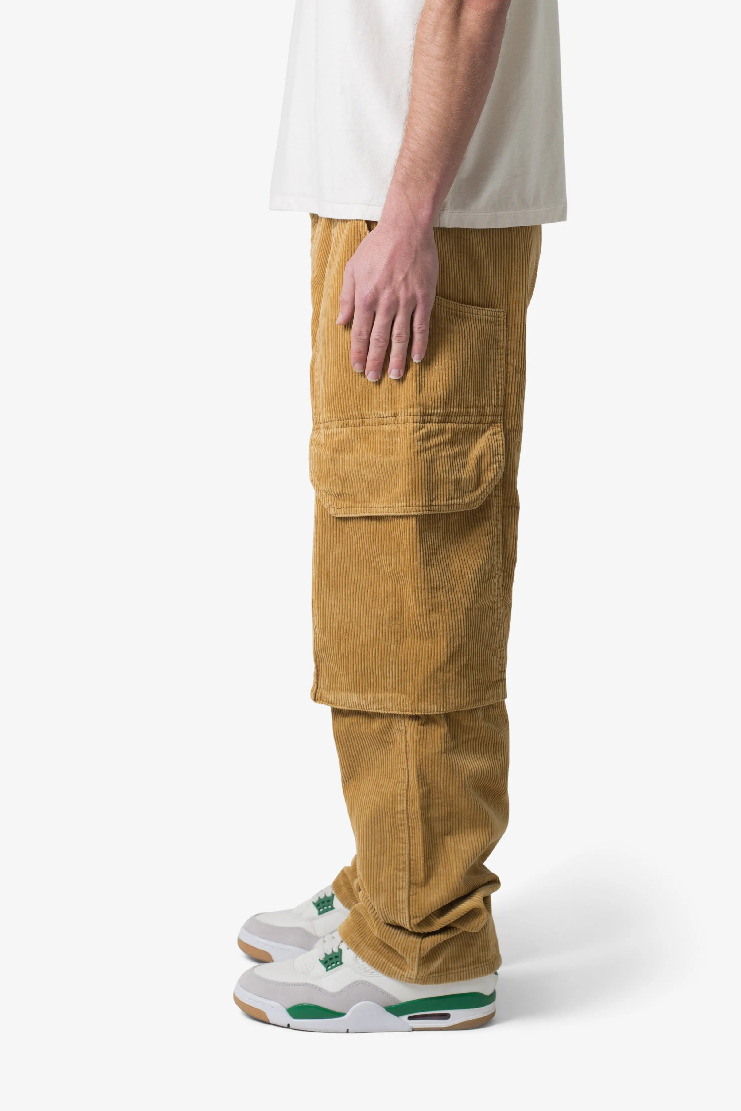 Mens Ultra Baggy Khaki Corduroy Cargo Pants
