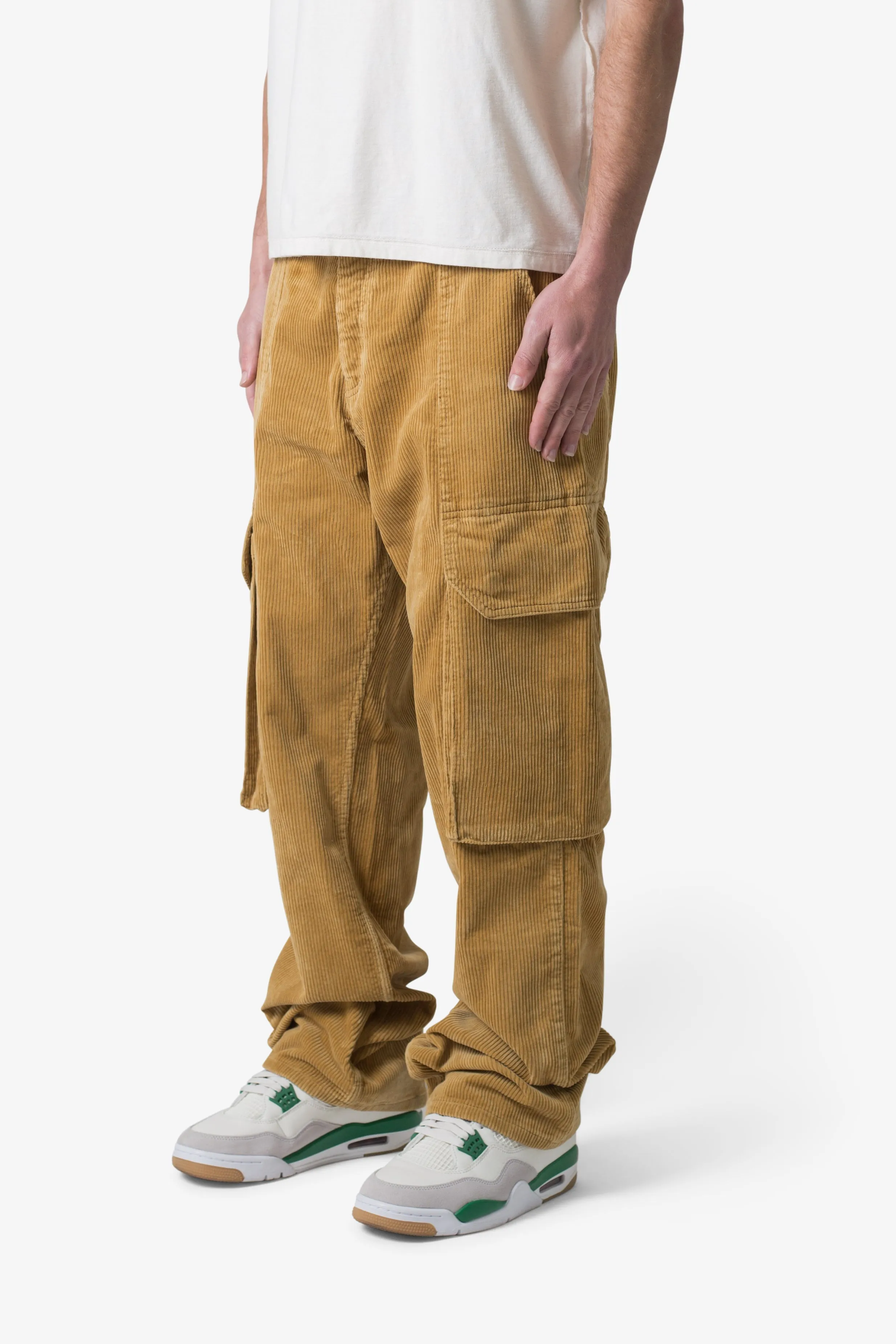 Mens Ultra Baggy Khaki Corduroy Cargo Pants