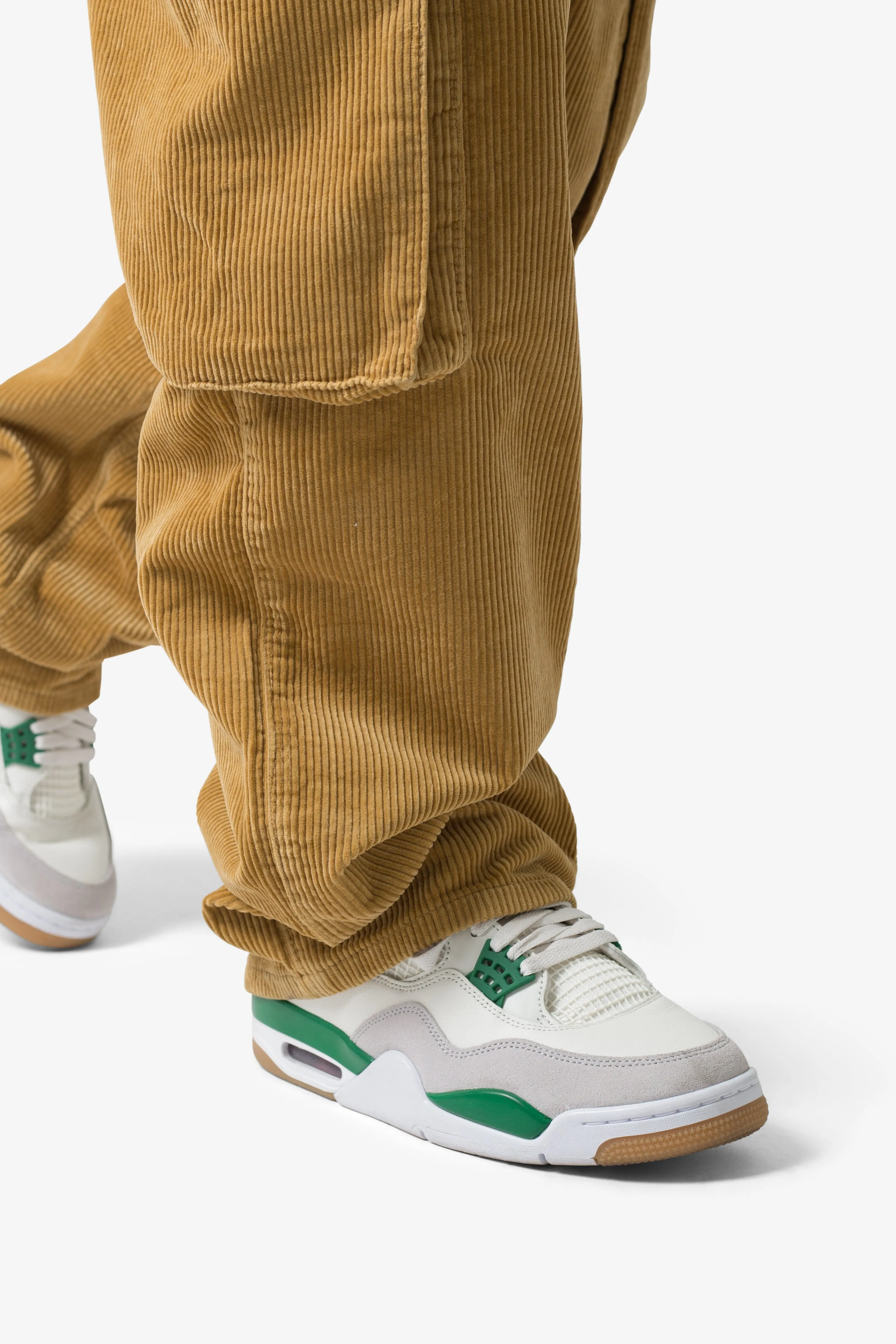 Mens Ultra Baggy Khaki Corduroy Cargo Pants