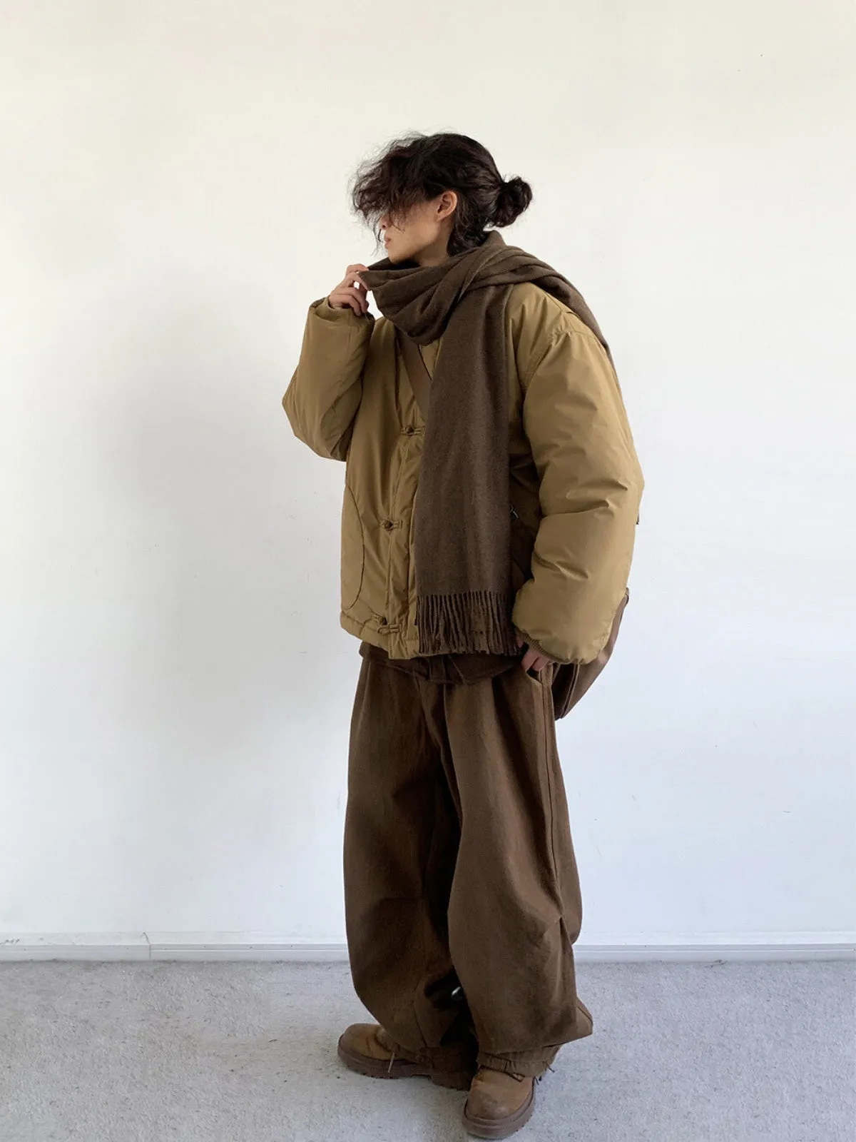 WLS Retro Khaki Buckle Loose Cotton Coat