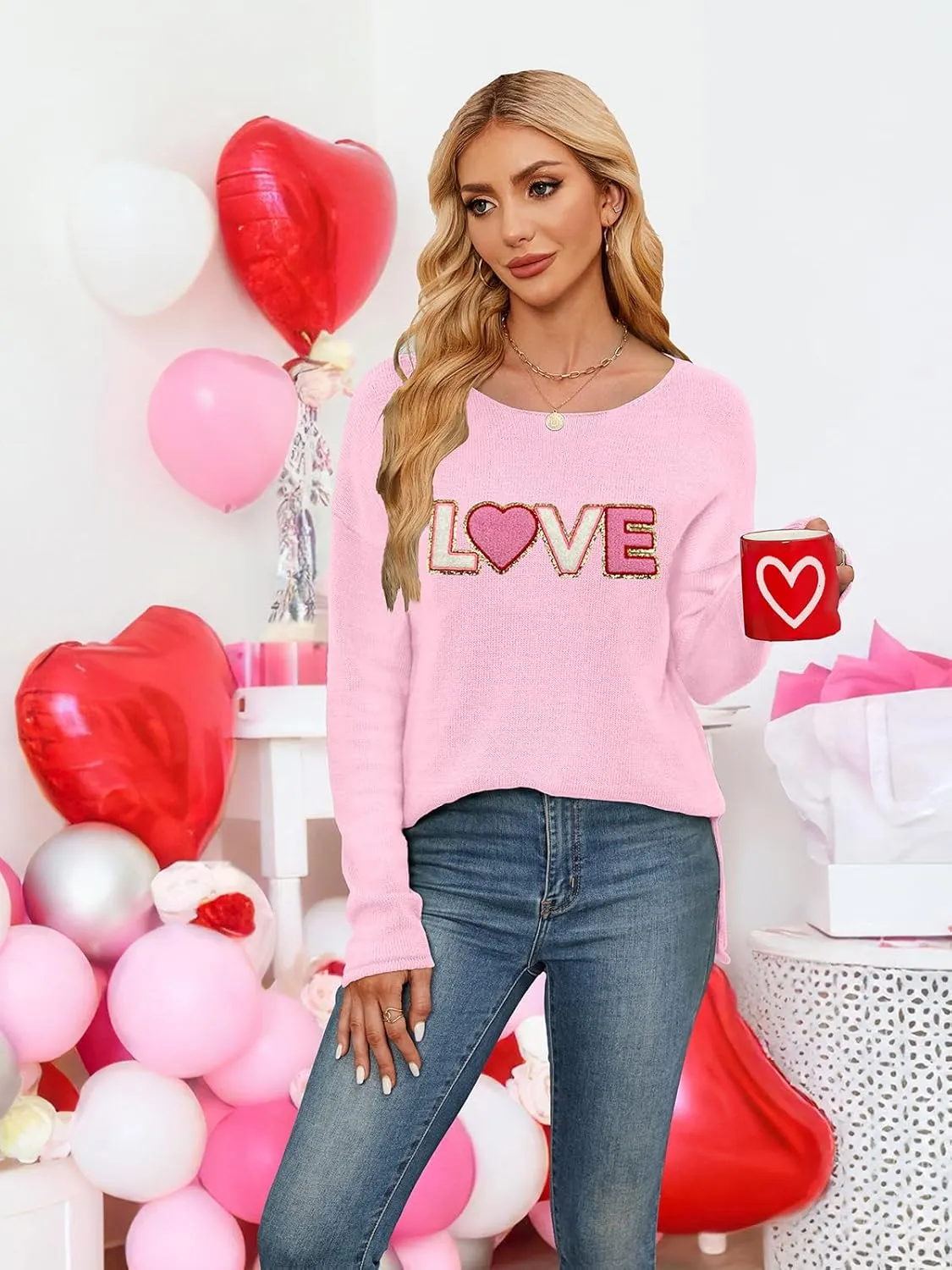 Women Merry Christmas Sweater Long Sleeve Xmas Knitted Top Funny Holiday Graphic Pullover Tops 2024 Trendy
