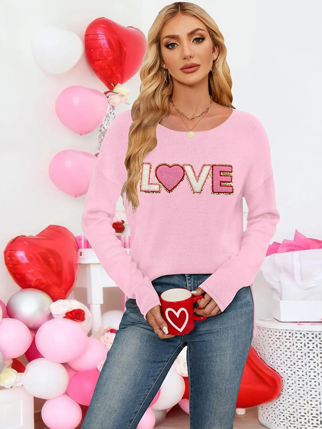 Women Merry Christmas Sweater Long Sleeve Xmas Knitted Top Funny Holiday Graphic Pullover Tops 2024 Trendy