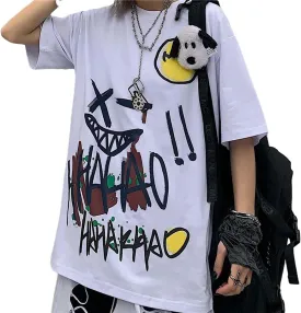 Women's Goth T-Shirt Summer Graphic Harajuku Gothic Anime Print Novelty Short Sleeve Top