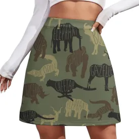 Women's High Waist Black and White Gothic Witch's Cat Skirt Stretchy Casual Mini Skirt
