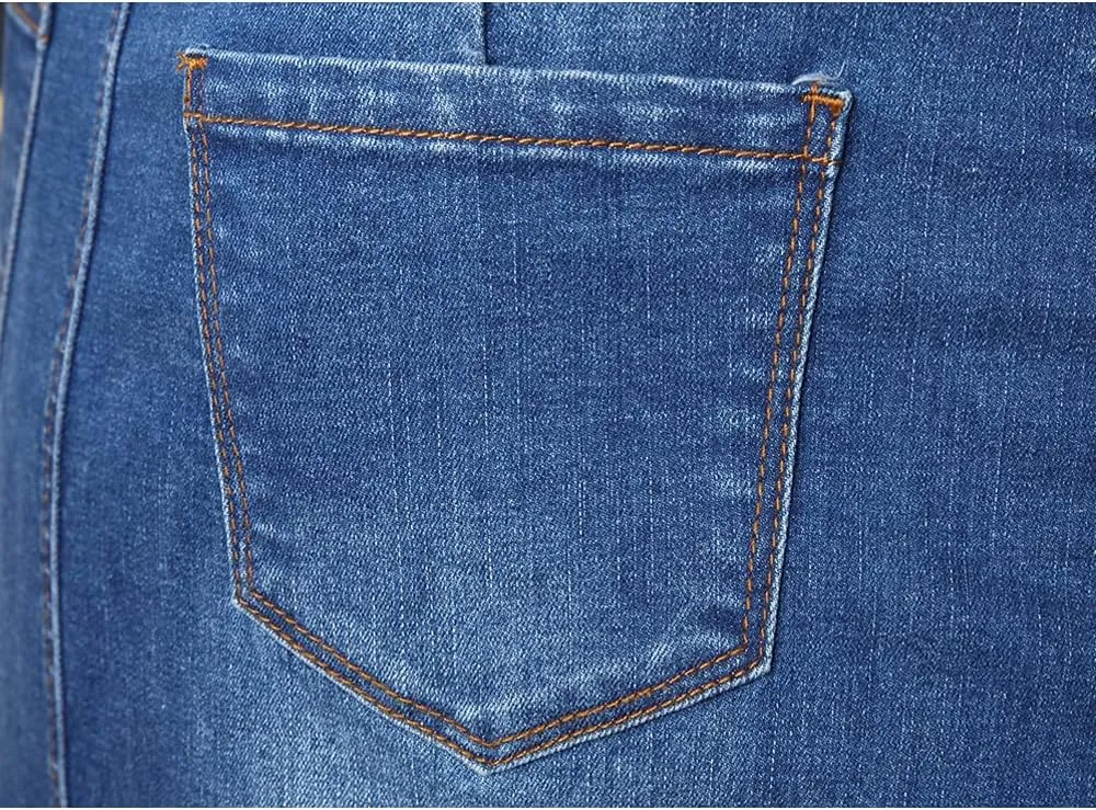 Women's Maxi Pencil Jean Skirt- High Waisted A-Line Long Denim Skirts for Ladies- Blue Jean Skirt