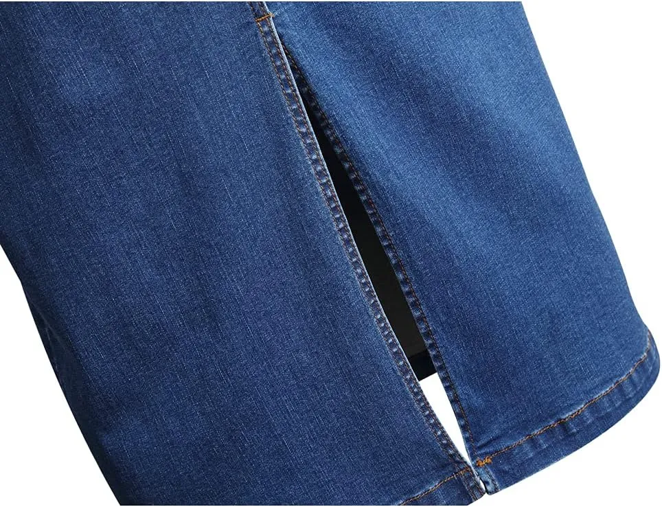 Women's Maxi Pencil Jean Skirt- High Waisted A-Line Long Denim Skirts for Ladies- Blue Jean Skirt