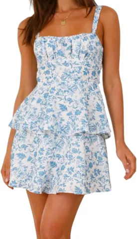 Women's Summer Spaghetti Strap Floral Mini Dress Tie Back Sleeveless Tiered Ruffle Layered Party Beach Short Sundress