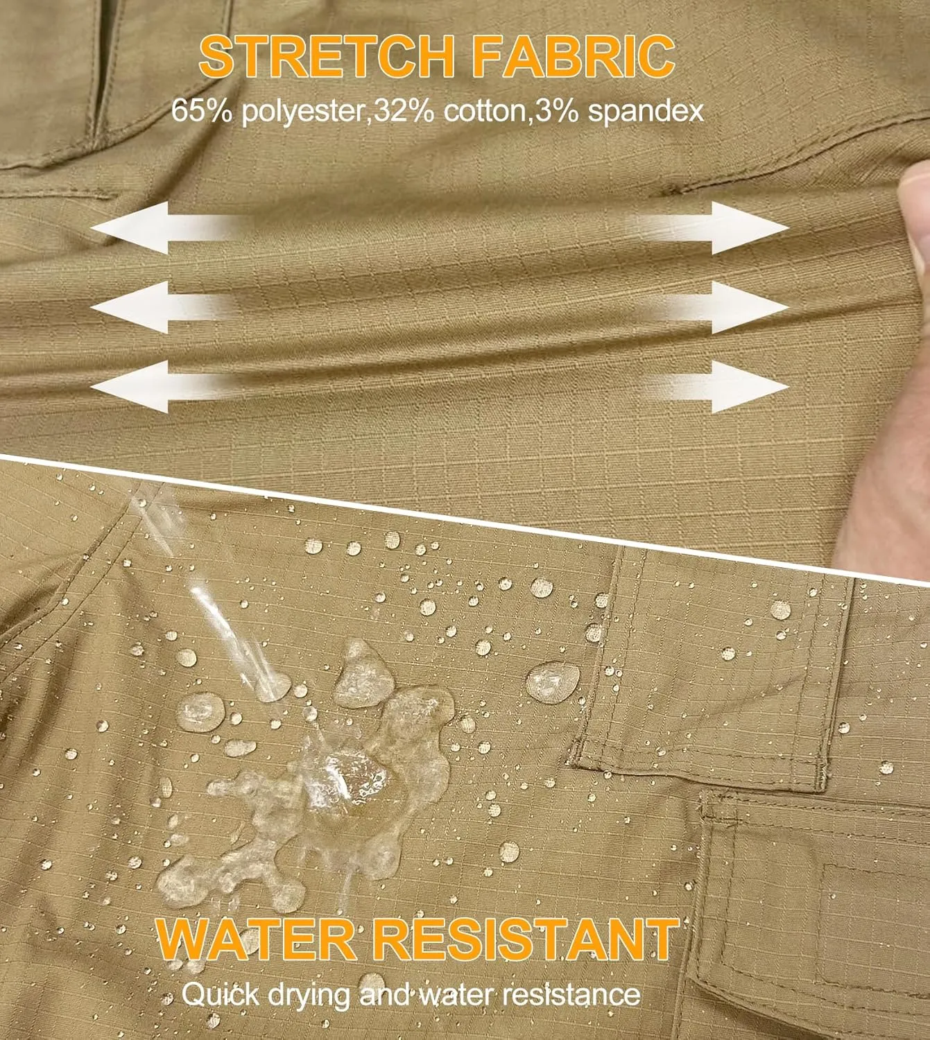 Work Pants for Men Stretch Ripstop Cargo Pants Lightweight Water Resistant Tactical Pants with 8 Pockets No Belt